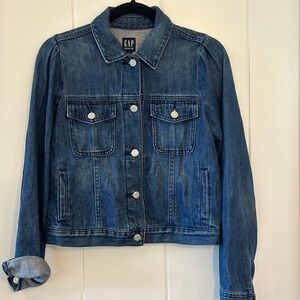 Gap denim puff sleeve jacket